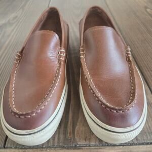 Polo Ralph Lauren Loafers Mens 9 Brown Leather Keaton Slip On Boat Shoes Preppy